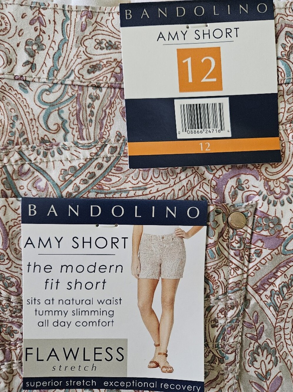 Bandolino Amy Short Paisley Print in Cream, Pink, Teal